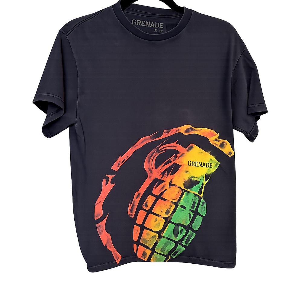 Men’s Grenade Graphic T-Shirt Size Medium Black Multicolor Grenade Logo Tee